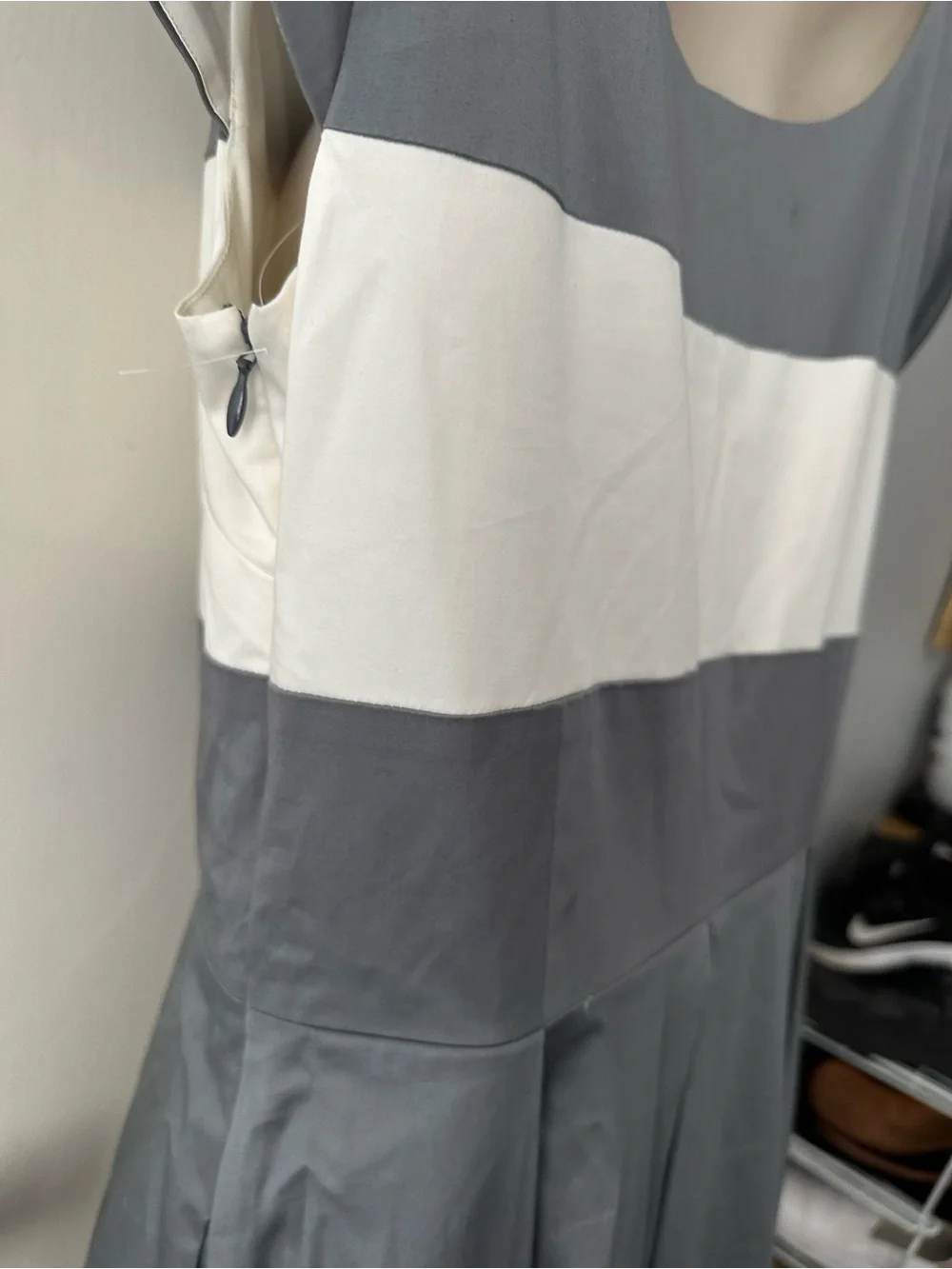 kate spade Gray and White Fit-and-Flare Midi Dress